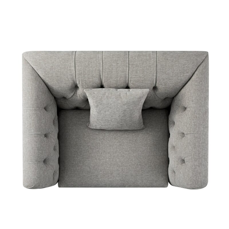 Ashby Chesterfield Loveseat, Mist Grey Chenille - Image 6
