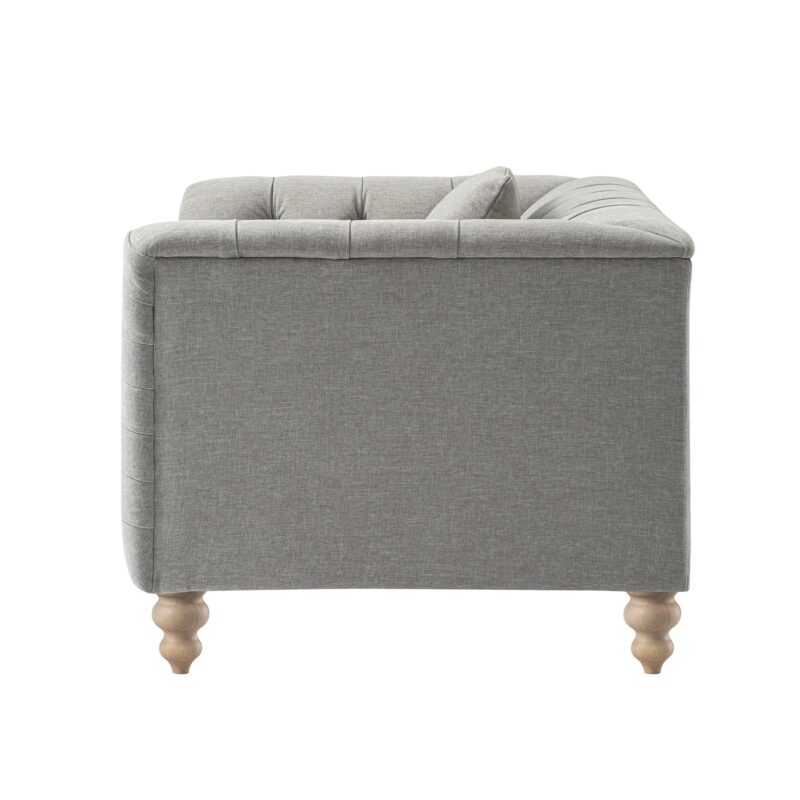 Ashby Chesterfield Loveseat, Mist Grey Chenille - Image 7