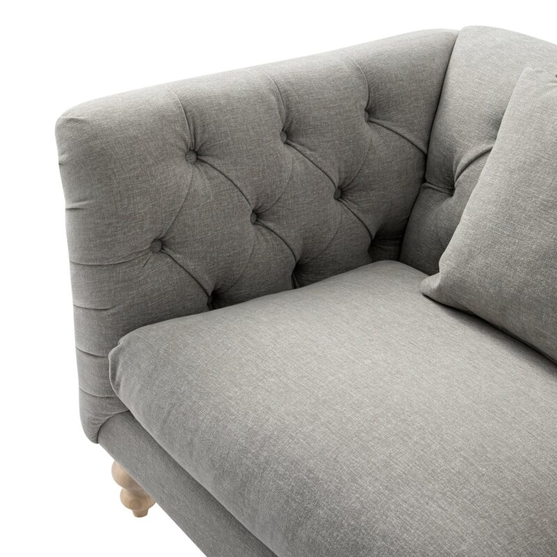 Ashby Chesterfield Loveseat, Mist Grey Chenille - Image 9