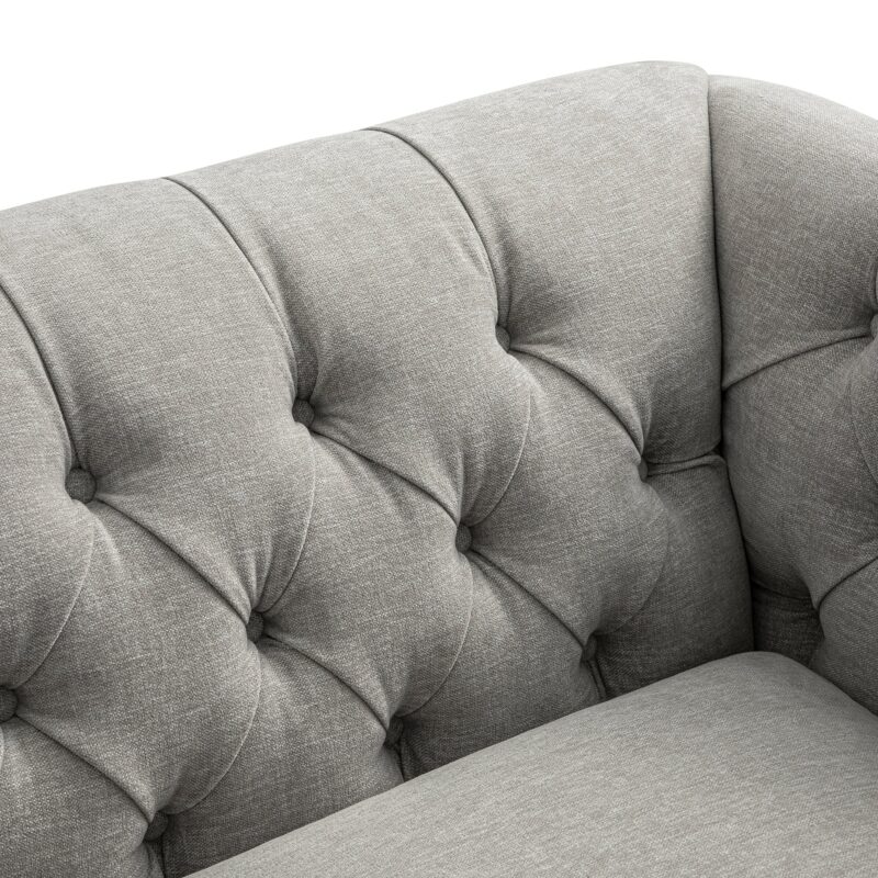 Ashby Chesterfield Loveseat, Mist Grey Chenille - Image 10