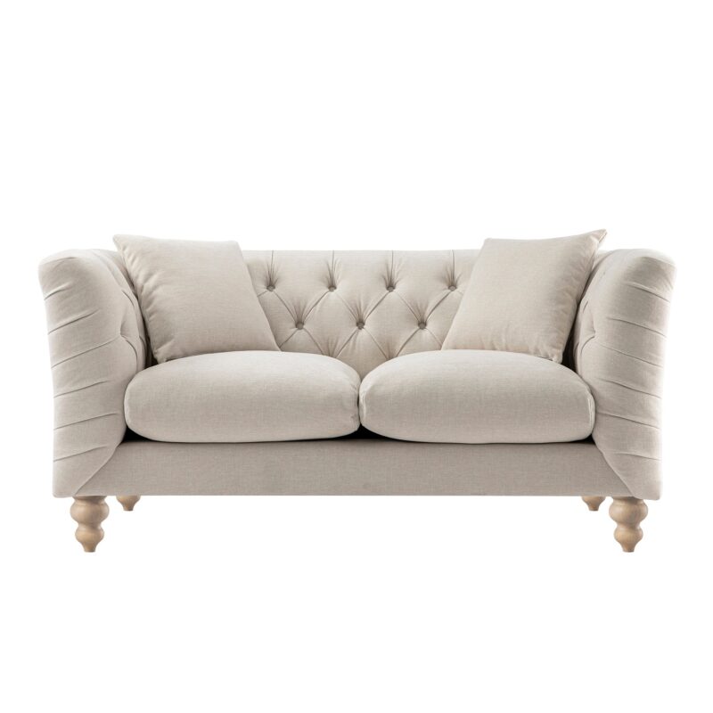 Ashby Chesterfield 2-Seater Sofa, Oatmeal Chenille - Image 7