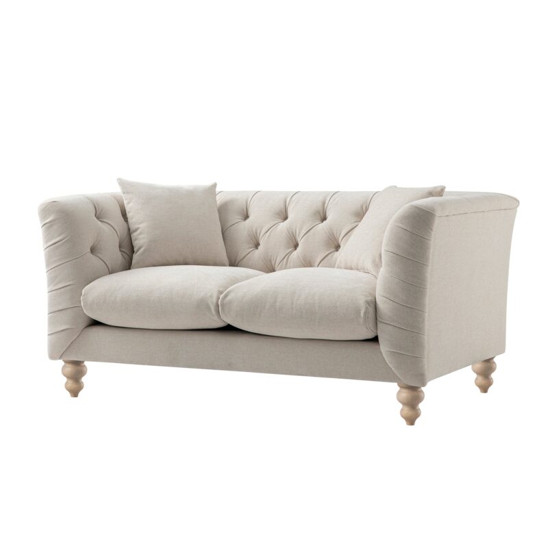 Ashby Chesterfield 2-Seater Sofa, Oatmeal Chenille - Image 8