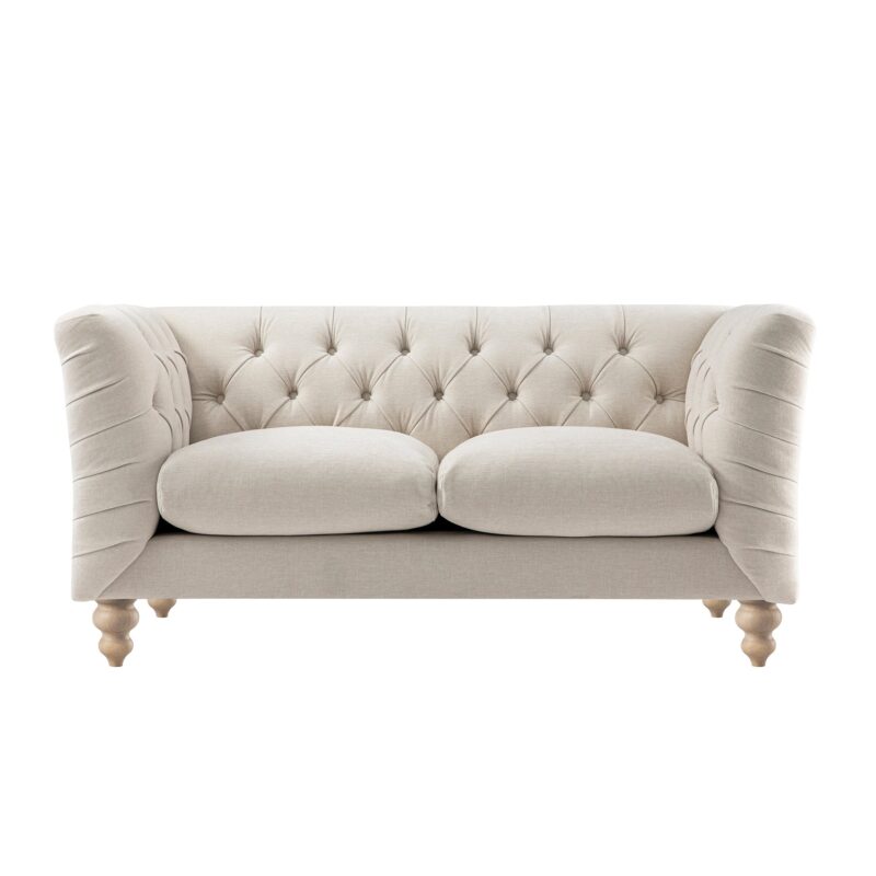 Ashby Chesterfield 2-Seater Sofa, Oatmeal Chenille - Image 10
