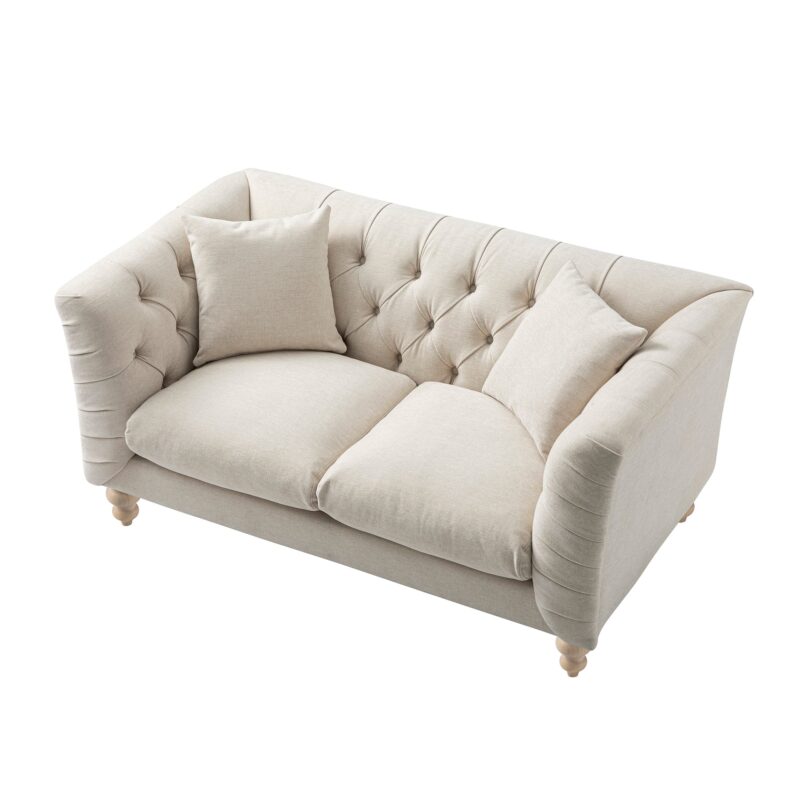 Ashby Chesterfield 2-Seater Sofa, Oatmeal Chenille - Image 11