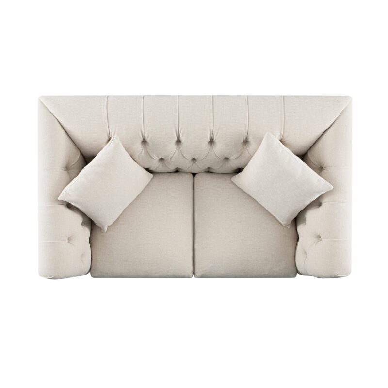 Ashby Chesterfield 2-Seater Sofa, Oatmeal Chenille - Image 12