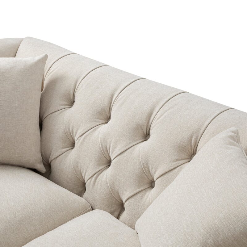 Ashby Chesterfield 2-Seater Sofa, Oatmeal Chenille - Image 14