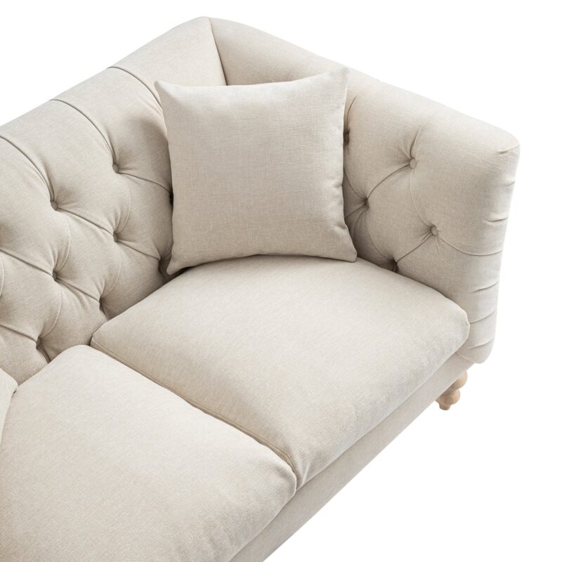 Ashby Chesterfield 2-Seater Sofa, Oatmeal Chenille - Image 15