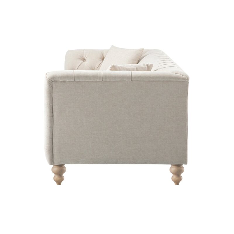 Ashby Chesterfield Large 3-Seater Sofa, Oatmeal Chenille - Image 11