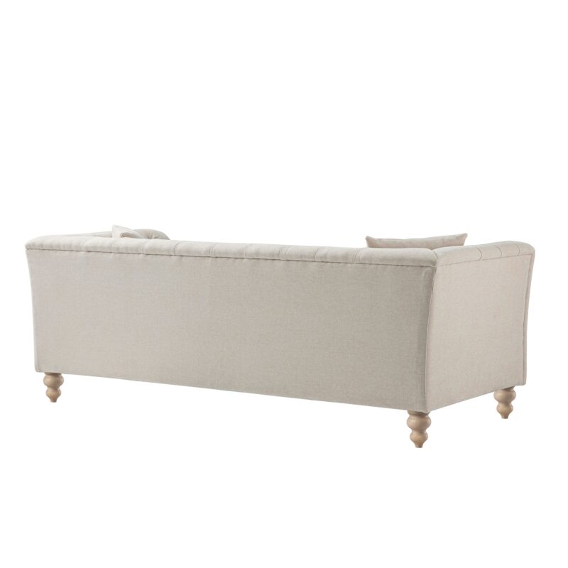 Ashby Chesterfield Large 3-Seater Sofa, Oatmeal Chenille - Image 12