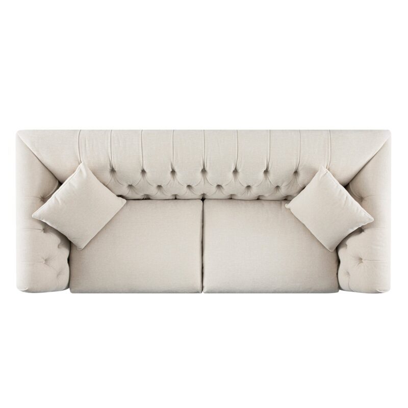 Ashby Chesterfield Large 3-Seater Sofa, Oatmeal Chenille - Image 13