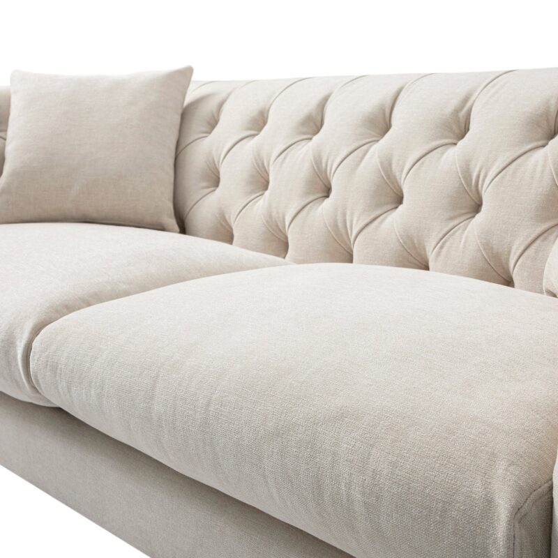 Ashby Chesterfield Large 3-Seater Sofa, Oatmeal Chenille - Image 14