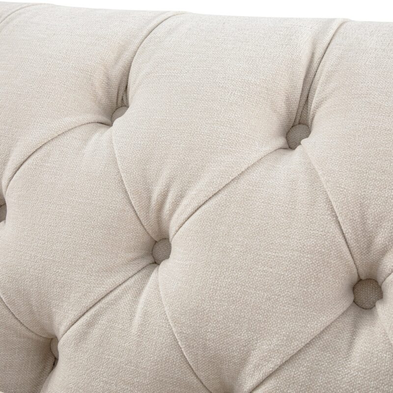 Ashby Chesterfield Large 3-Seater Sofa, Oatmeal Chenille - Image 15