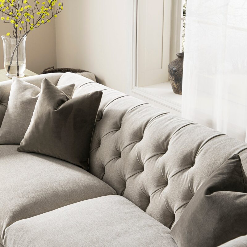 Ashby Chesterfield Large 3-Seater Sofa, Oatmeal Chenille - Image 5