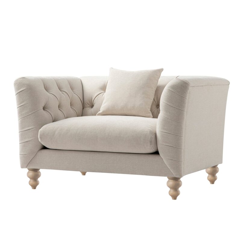 Ashby Chesterfield Loveseat, Oatmeal Chenille - Image 2