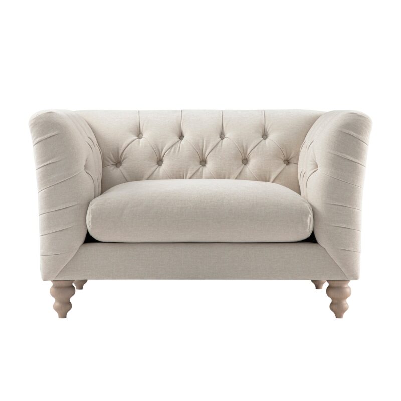 Ashby Chesterfield Loveseat, Oatmeal Chenille - Image 4
