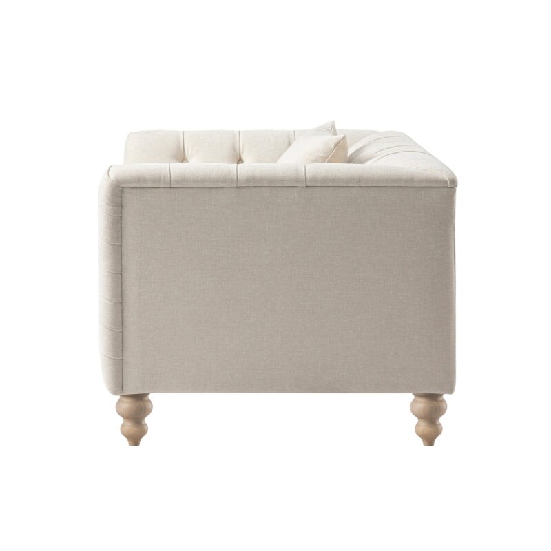 Ashby Chesterfield Loveseat, Oatmeal Chenille - Image 6