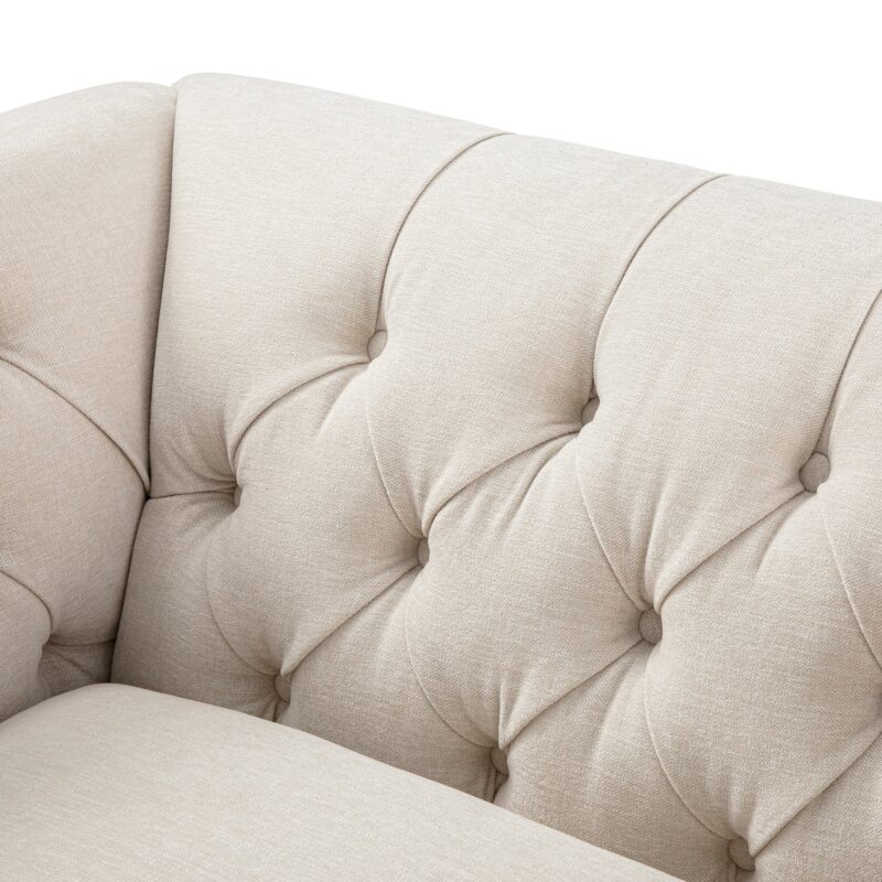 Ashby Chesterfield Loveseat, Oatmeal Chenille - Image 9