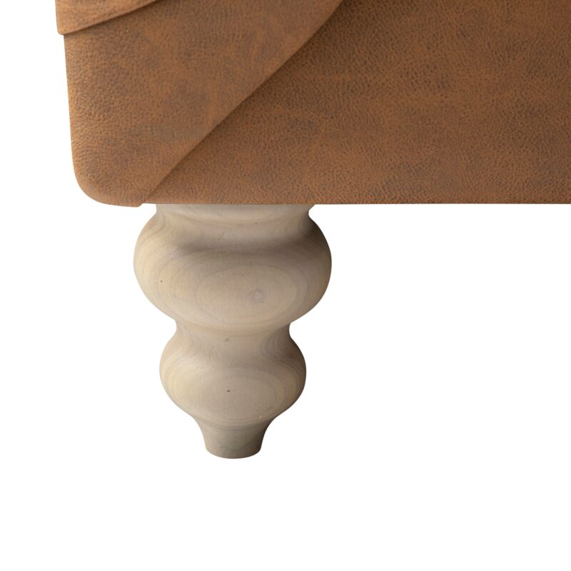 Ashby Chesterfield 2-Seater Sofa, Tan Faux Leather - Image 11