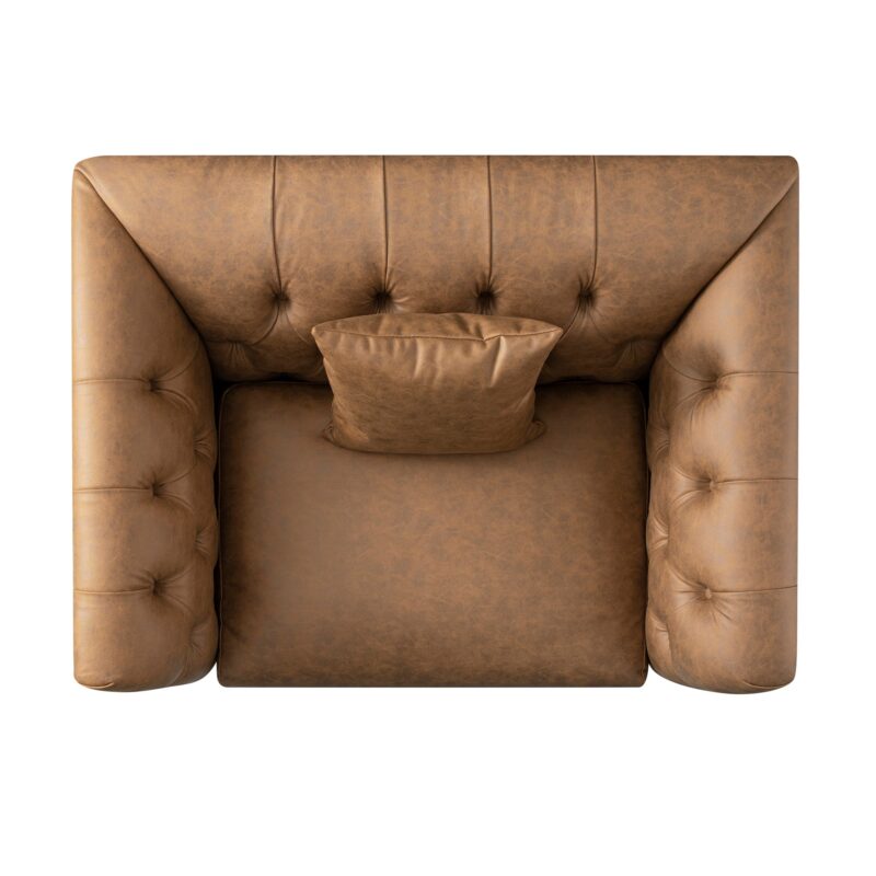 Ashby Chesterfield Loveseat, Tan Faux Leather - Image 6