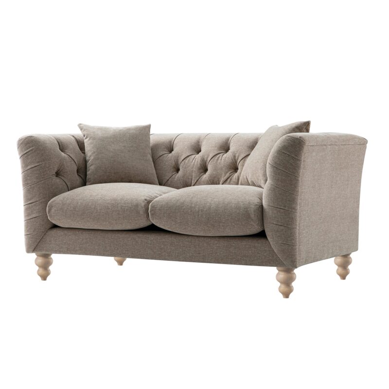 Ashby Chesterfield 2-Seater Sofa, Taupe Chenille - Image 2