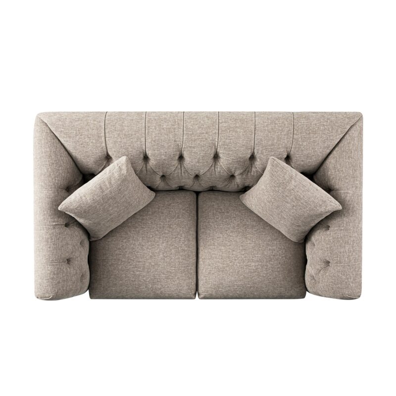 Ashby Chesterfield 2-Seater Sofa, Taupe Chenille - Image 6