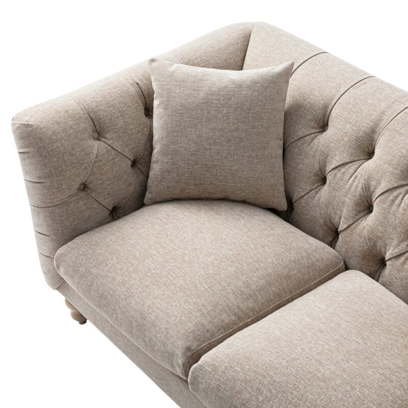 Ashby Chesterfield 2-Seater Sofa, Taupe Chenille - Image 9