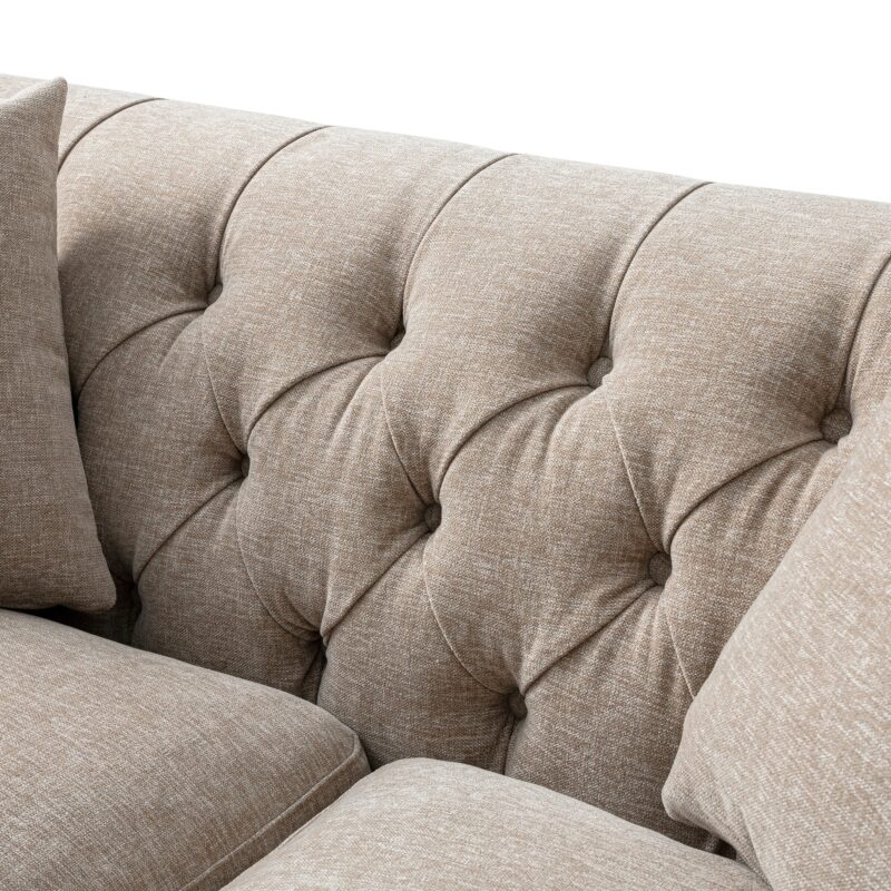Ashby Chesterfield 2-Seater Sofa, Taupe Chenille - Image 10