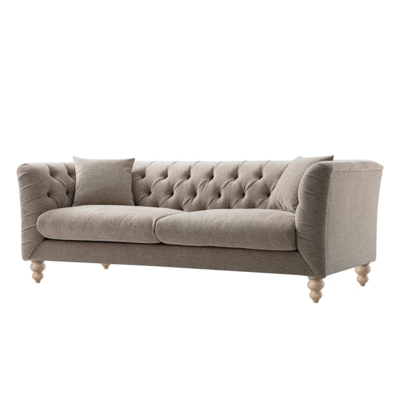 Ashby Chesterfield Large 3-Seater Sofa, Taupe Chenille - Image 2