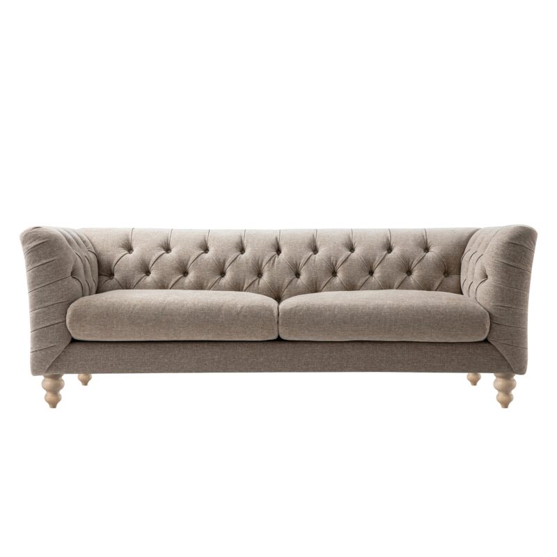 Ashby Chesterfield Large 3-Seater Sofa, Taupe Chenille - Image 4