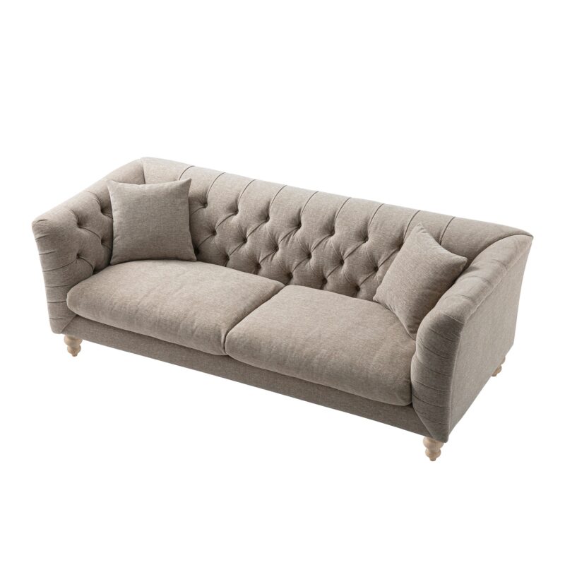 Ashby Chesterfield Large 3-Seater Sofa, Taupe Chenille - Image 5
