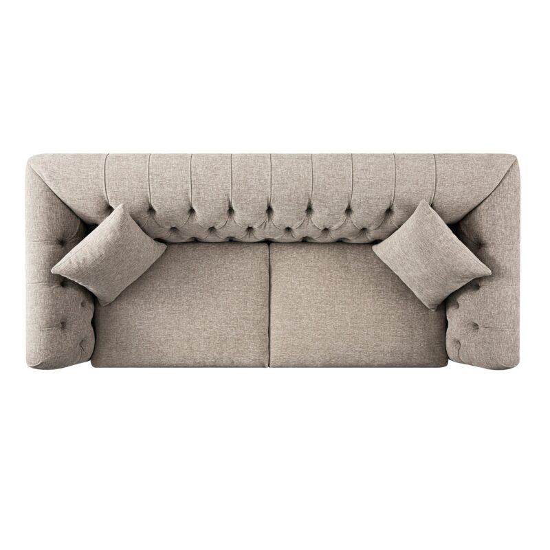 Ashby Chesterfield Large 3-Seater Sofa, Taupe Chenille - Image 6
