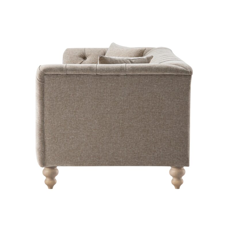 Ashby Chesterfield Large 3-Seater Sofa, Taupe Chenille - Image 7