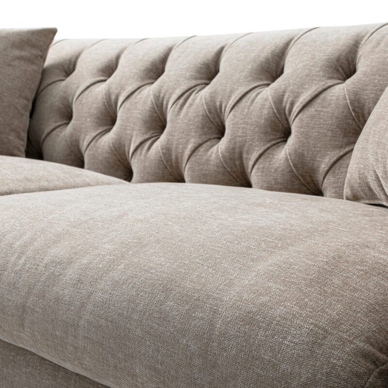 Ashby Chesterfield Large 3-Seater Sofa, Taupe Chenille - Image 9