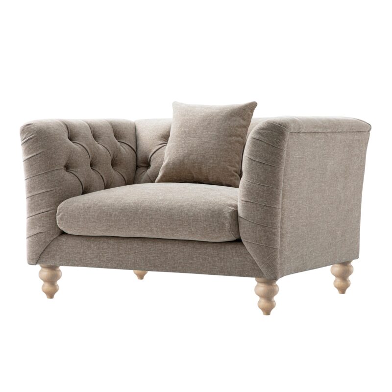 Ashby Chesterfield Loveseat, Taupe Chenille - Image 2