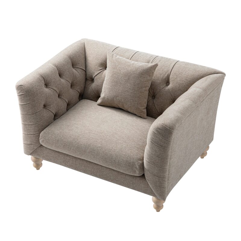 Ashby Chesterfield Loveseat, Taupe Chenille - Image 5