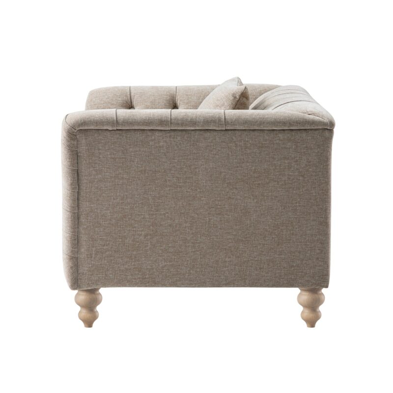 Ashby Chesterfield Loveseat, Taupe Chenille - Image 7