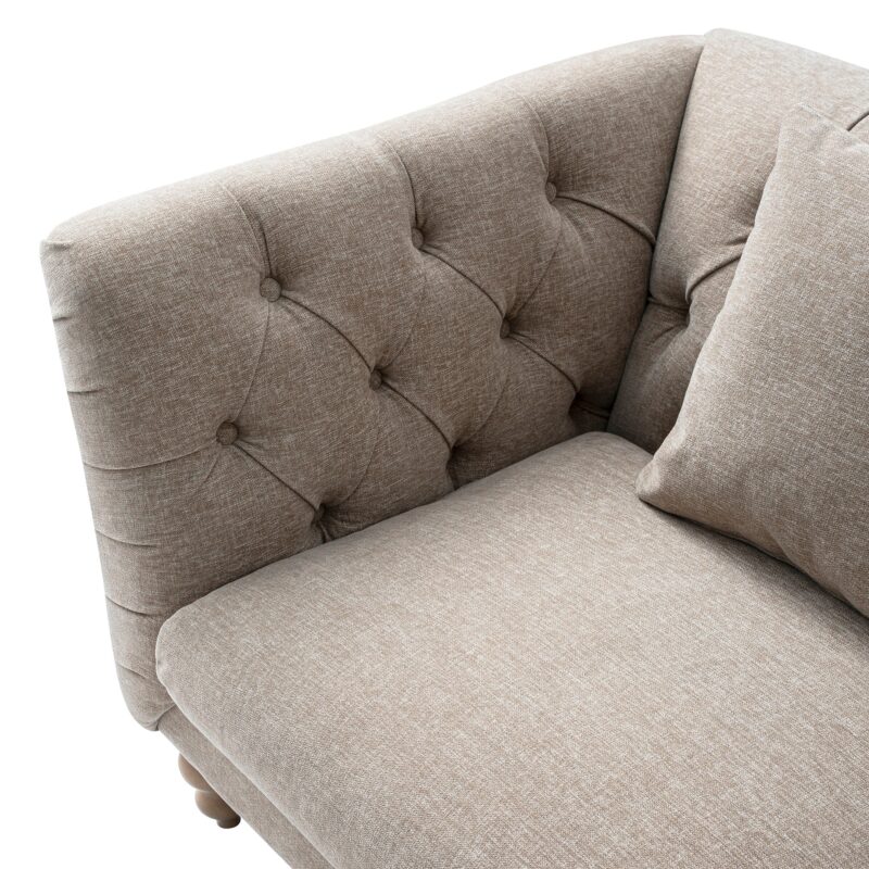 Ashby Chesterfield Loveseat, Taupe Chenille - Image 9
