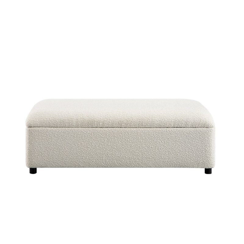 Magda Fold-Out Small Double Bed in an Ottoman, Beige Boucle - Image 2