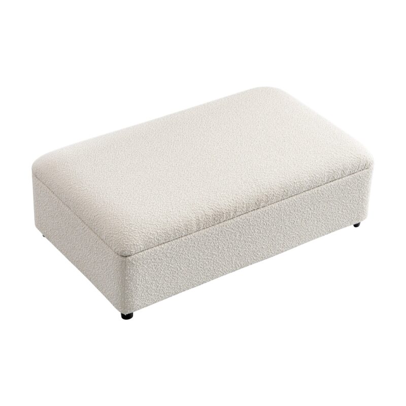 Magda Fold-Out Small Double Bed in an Ottoman, Beige Boucle - Image 5