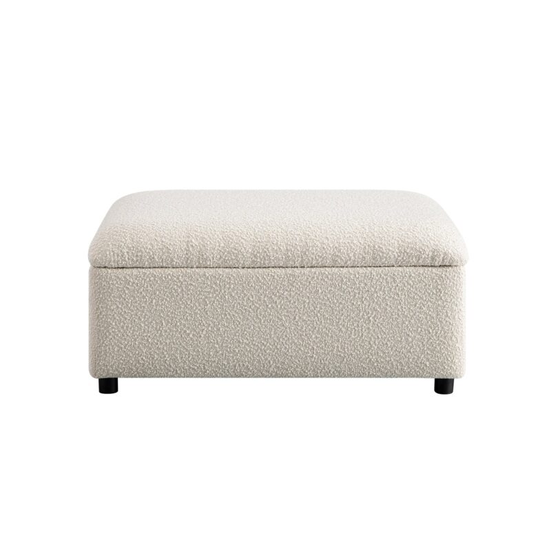 Magda Fold-Out Single Bed in an Ottoman, Beige Boucle - Image 2