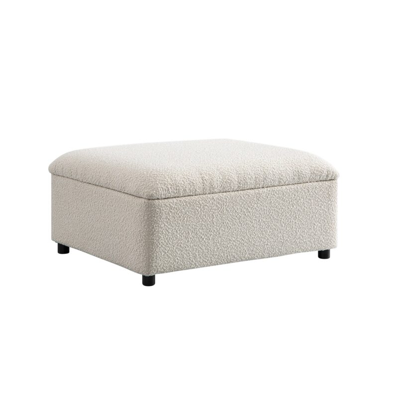 Magda Fold-Out Single Bed in an Ottoman, Beige Boucle - Image 5