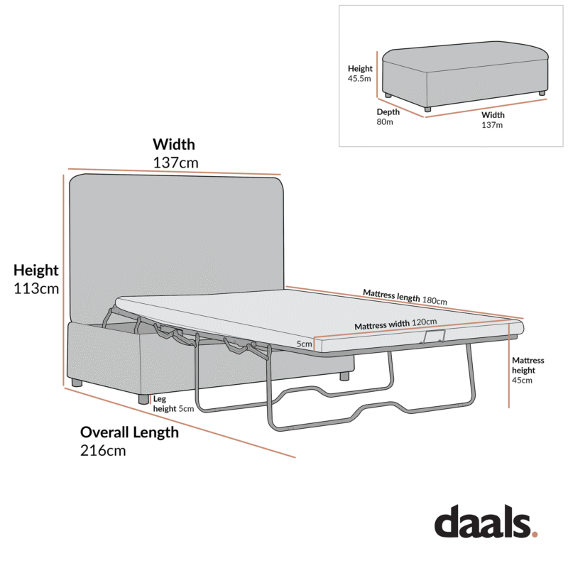 Magda Fold-Out Small Double Bed in an Ottoman, Beige Boucle - Image 3
