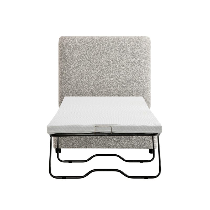 Magda Fold-Out Single Bed in an Ottoman, Mist Grey Boucle - Image 7