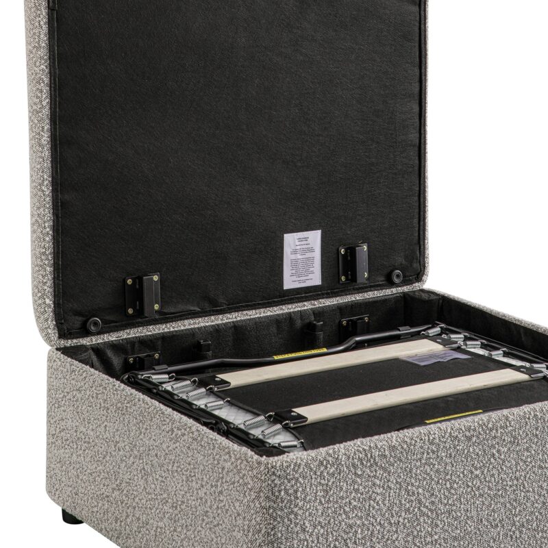 Magda Fold-Out Single Bed in an Ottoman, Mist Grey Boucle - Image 14