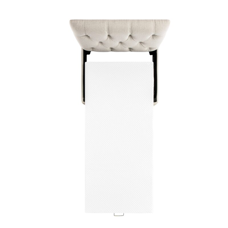 Portland Single Buttoned Fold-Out Bed in Ottoman, Beige Woven Fabric - Image 7