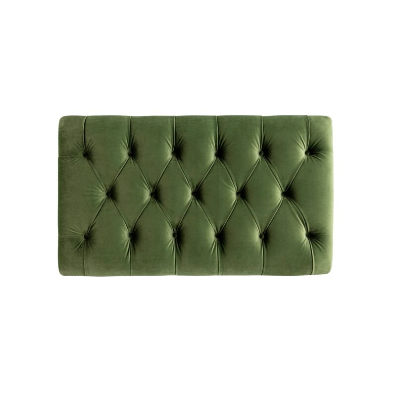 Portland Small Double Buttoned Fold-Out Bed in Ottoman, Moss Green Velvet - Image 6
