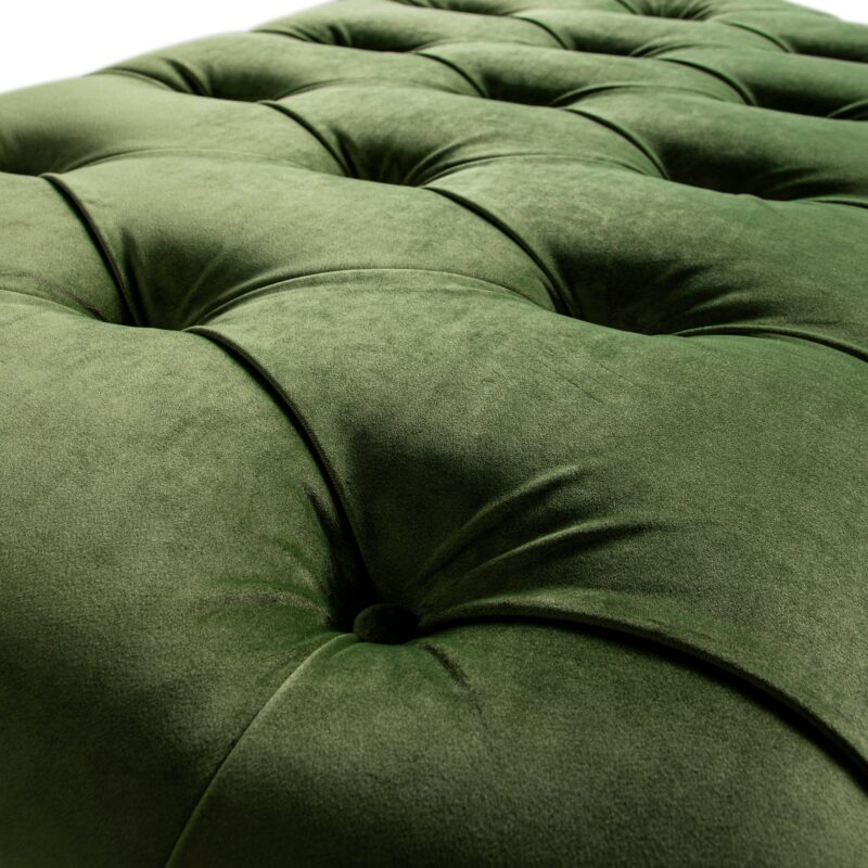 Portland Small Double Buttoned Fold-Out Bed in Ottoman, Moss Green Velvet - Image 9