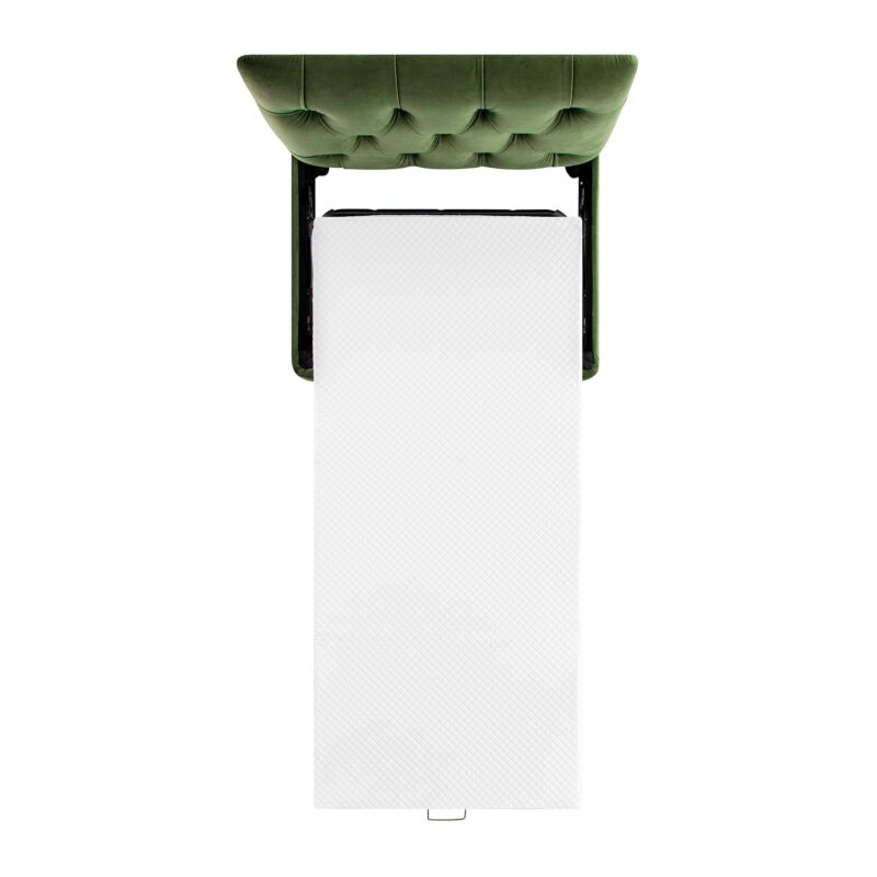 Portland Single Buttoned Fold-Out Bed in Ottoman, Moss Green Velvet - Image 7