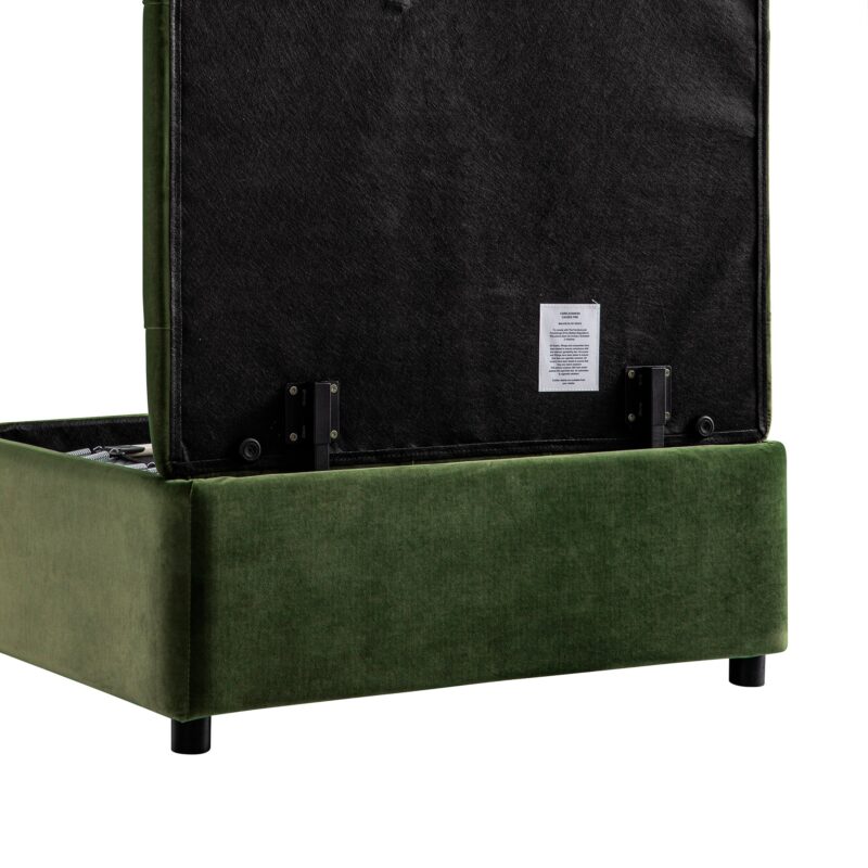 Portland Single Buttoned Fold-Out Bed in Ottoman, Moss Green Velvet - Image 10