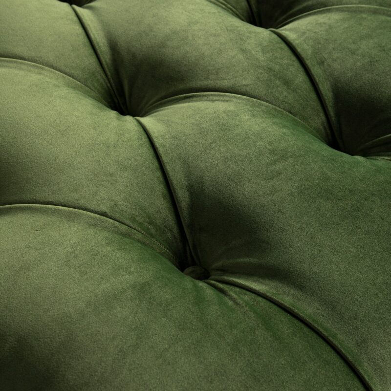 Portland Single Buttoned Fold-Out Bed in Ottoman, Moss Green Velvet - Image 11